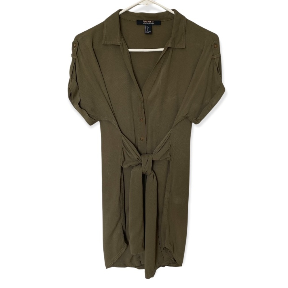 Forever 21 Olive Green Shirt Dress